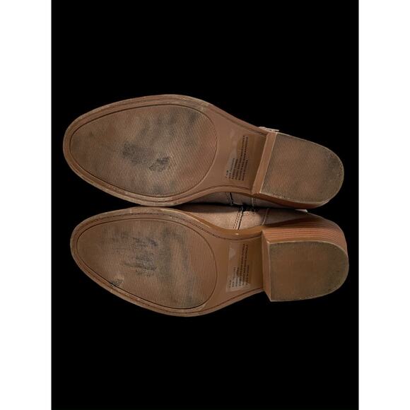 Sugar Velocity Tan Faux Suede Buckle Strap Studded Booties Block Heel 7.5M - Picture 5 of 7